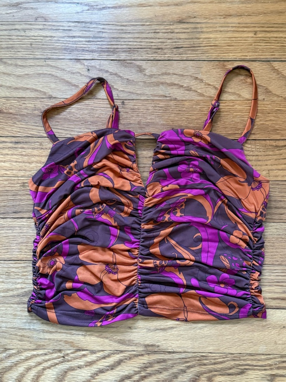 Urban Outfitters Purple & Orange Floral Ruched Cami